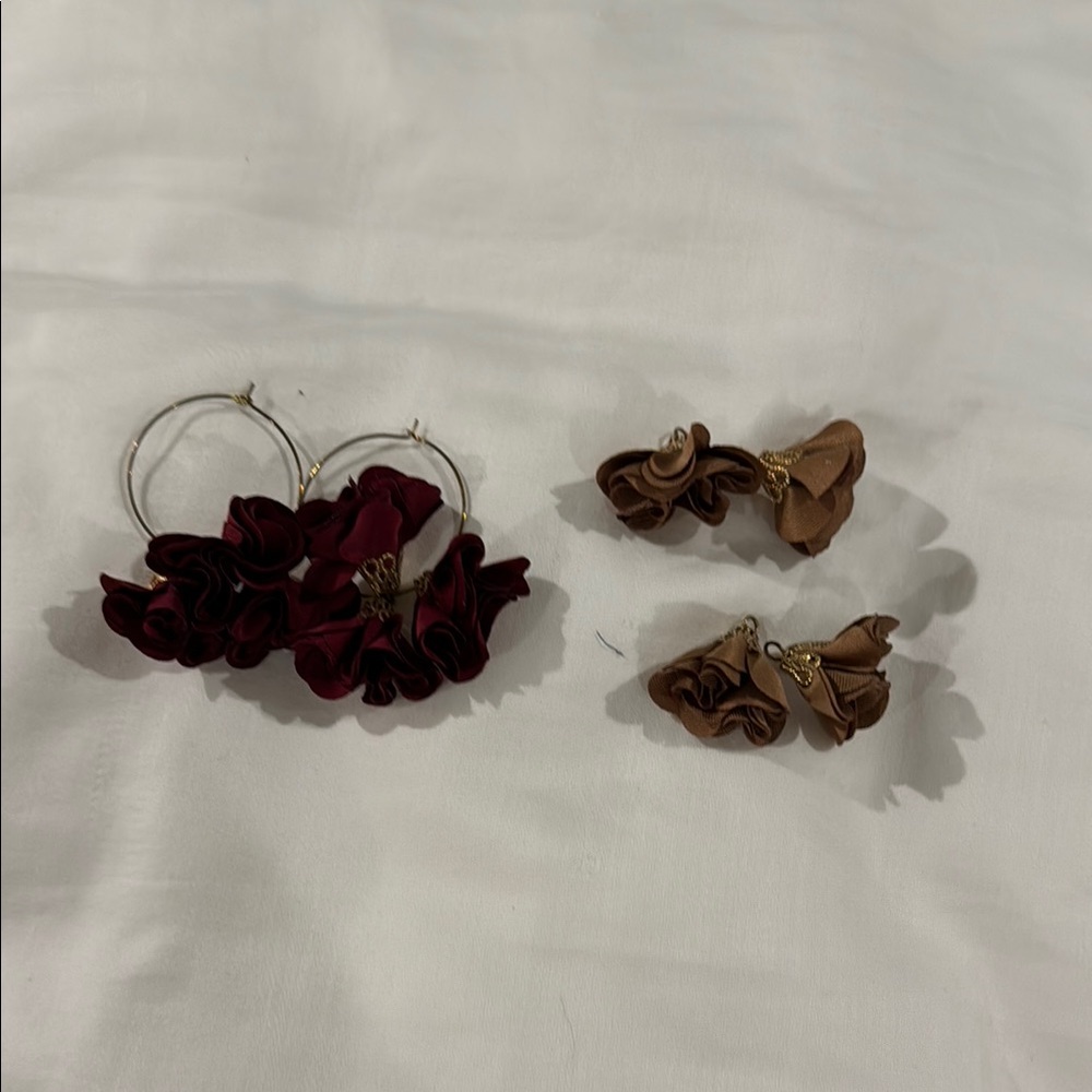 Floral Hoop Earrings Set